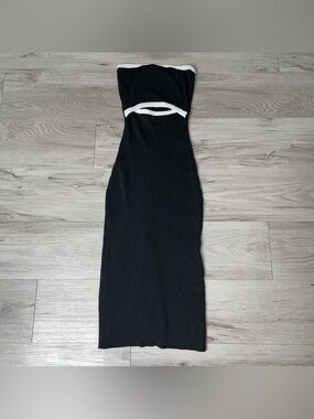 Ribbed Knit Midi BodyCon Dress S Color Block Chic Sexy Modern Baddie Feminine